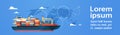 Industrial sea cargo logistics container import export freight ship water delivery transportation concept international