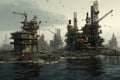 Industrial Sea petroleum platform. Generate Ai