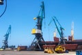 Industrial seaport with cargo cranes