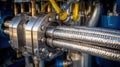 Industrial setting featuring advanced hydraulic hoses automatically sealing small leaks demonstrating cuttingedge Royalty Free Stock Photo