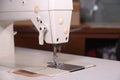 industrial sewing machine fashion clothing maquina mecanica eletrica sew fabric Royalty Free Stock Photo