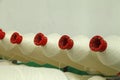 In industrial sewing machine spun yarn, many thread together Royalty Free Stock Photo