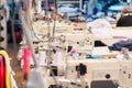 Industrial sewing machines in a garment workshop Royalty Free Stock Photo