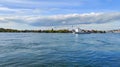 Industrial Ship on the Angara River in Irkutsk City