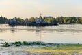 Industrial ship on the Dnieper river in Kremenchug, Ukraine