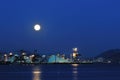Industrial ship yard at Burrard inlet under moonli Royalty Free Stock Photo