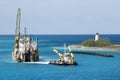 Industrial Ships By Paradise Island Lighthouse