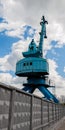 Industrial shipyard crane in Moscow, Russia. Royalty Free Stock Photo