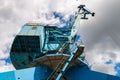 Industrial shipyard crane in Moscow, Russia. Royalty Free Stock Photo