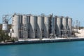 Industrial Silos by the port Royalty Free Stock Photo
