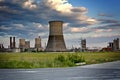 Industrial site - refinery with large towers Royalty Free Stock Photo