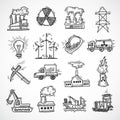 Industrial sketch icon set