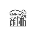 Industrial Smog pollution line icon