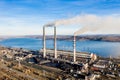 Industrial smoke stack of coal power plant Royalty Free Stock Photo