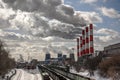 Industrial smoke stack of coal power plant Royalty Free Stock Photo