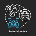 Industrial society chalk concept icon. Mass production technology idea. Labor industrialization. Urbanization