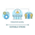 Industrial society concept icon. Labor industrialization idea thin line illustration. Urbanization, technological