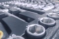 Industrial Socket Set inside Toolbox, Ratchet Socket Kit Royalty Free Stock Photo