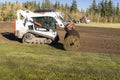 Industrial sod installation with tractor Royalty Free Stock Photo