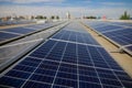 Industrial solar panels on the roof of a hypermarket