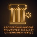 Industrial solar water heater neon light icon