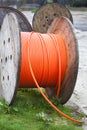 Industrial spools with cable Royalty Free Stock Photo