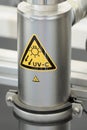 Industrial stainless steel container with UV radiation markings Royalty Free Stock Photo