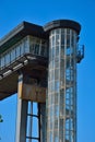 Industrial staircase, detail of a bridge and dam Royalty Free Stock Photo