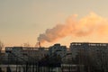Industrial steam over Bucharest city Royalty Free Stock Photo