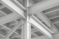 Industrial steel framework with interconnected beams and bolts in modern construction site interior, showcasing structural Royalty Free Stock Photo