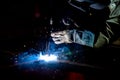 Industrial steel welder in factory Royalty Free Stock Photo