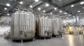 Industrial Storage Tanks in Modern Processing Facility Interior Royalty Free Stock Photo