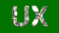 industrial style cybernetical text UX on chroma key screen bg, isolated - object 3D rendering