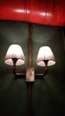 Industrial style lamp with two white lampshades