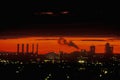 Industrial sunset with smokestacks over Newark, NJ