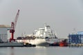 Industrial tanker ship docked and under repair in PAL Surabaya, Indonesia on August 2022