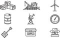Industrial technology and energy resources linear vector icons set manufacturing materials production Royalty Free Stock Photo