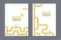 Industrial templates cover design in A4 size. Yellow pipeline. Oil, water or gas pipeline with fittings and valves Royalty Free Stock Photo
