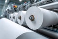 Industrial textile production with large rolls of fabric on a manufacturing machine Royalty Free Stock Photo