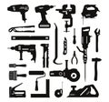 Industrial tools icons set isolated vector Silhouette