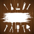 Industrial tools silhouettes painted on the wall. Royalty Free Stock Photo