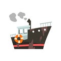 Industrial trawler for seafood production, fishing vessel, retro marine steamer vector Illustration Royalty Free Stock Photo