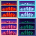 Industrial trendy city skyline colored sets. Vector illustration Royalty Free Stock Photo