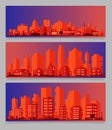 Industrial trendy city skyline colored sets. Vector illustration Royalty Free Stock Photo