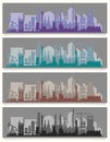 Industrial trendy city skyline colored sets. Vector illustration Royalty Free Stock Photo