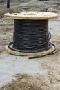 Industrial underground cable on large wooden reel 2