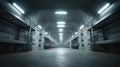 Industrial Underground Shelter with Metal Shelving and Bright Lights Royalty Free Stock Photo