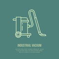 Industrial vacuum cleaner flat line icon, logo. Vector illustration of household appliance for housework equipment shop