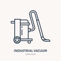 Industrial vacuum cleaner flat line icon, logo. Vector illustration of household appliance for housework equipment shop