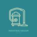 Industrial vacuum cleaner flat line icon, logo. Vector illustration of household appliance for housework equipment shop